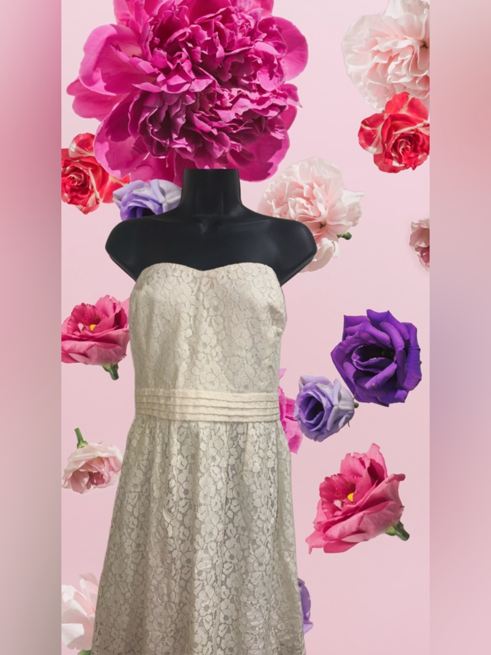 Ivory Lace Strapless A-Line Dress❤️BRAND NEW NEVER WORN! Does not have tags.